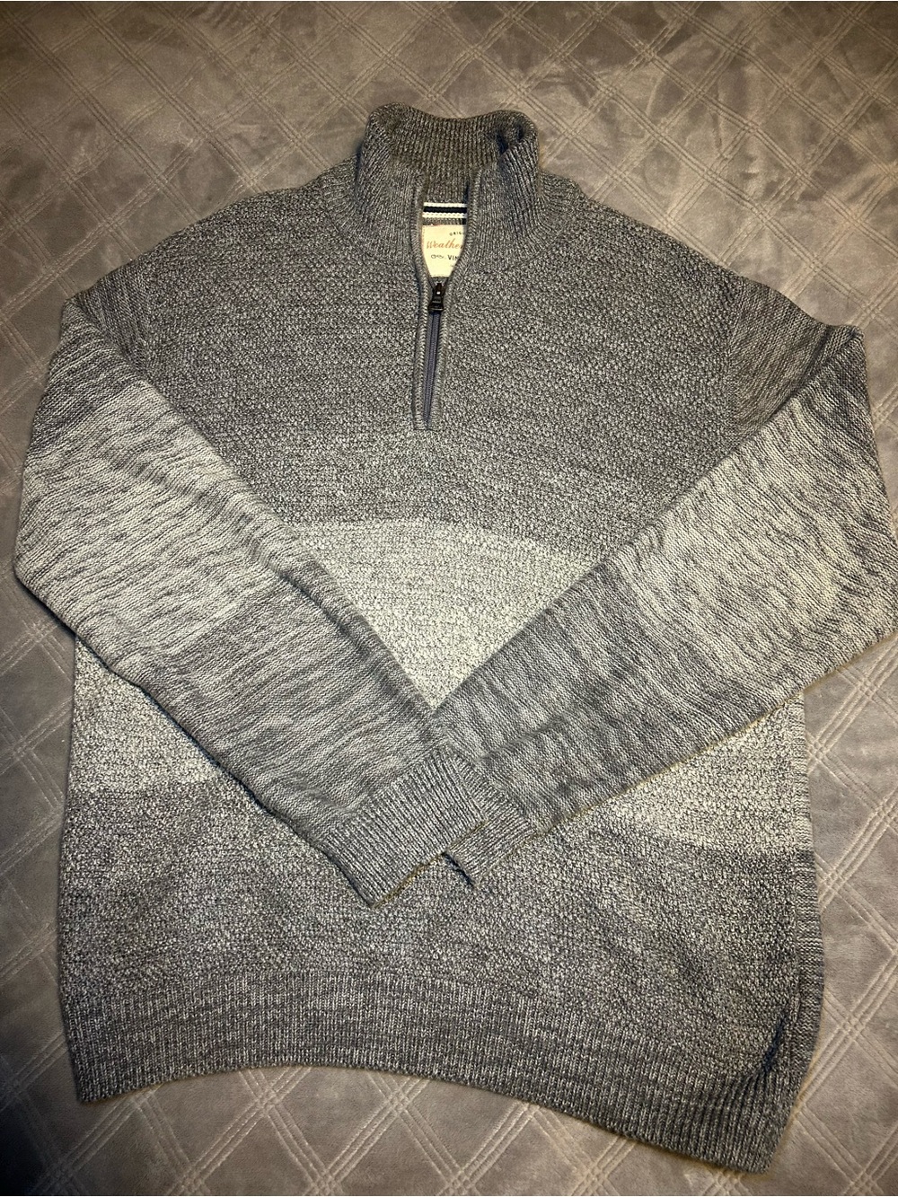 Weatherproof Men's Gray Half-Zip Sweater 100% Cotton